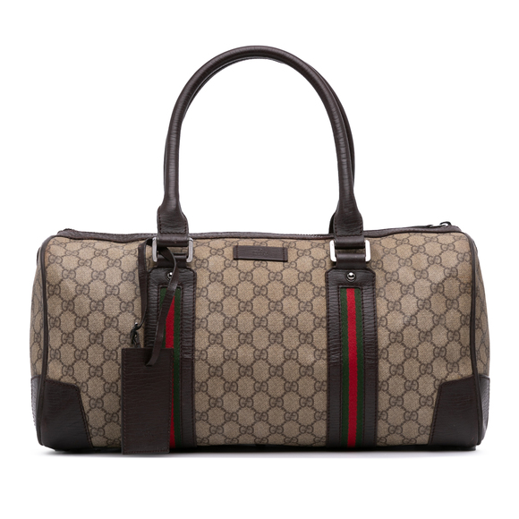Pre-Loved Gucci GG Supreme Web Boston Bag - Picture 1 of 11